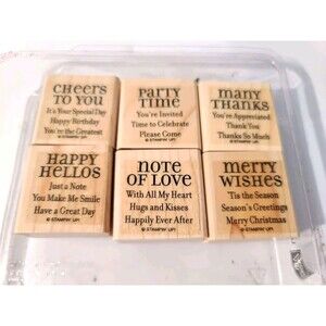 NEW Stampin' Up! Lots of Thoughts Mounted Wooden Rubber stamps Set of 6 Sayings